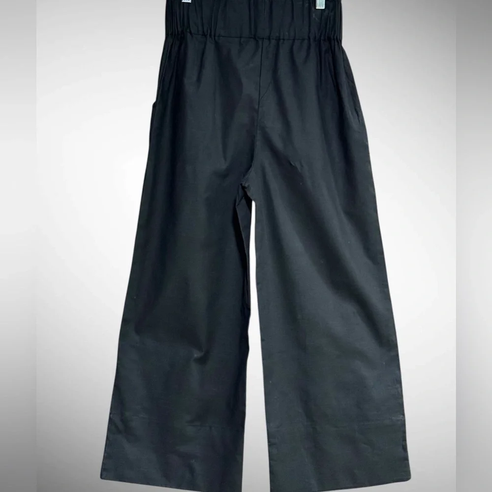 Kourt Flax Linen Crop Summer Pants Black Size Medium Wide Leg Crishelle - Picture 5 of 15